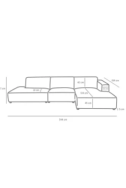 Earl velvet 4-zits bank chaise longue rechts otto longue links brons