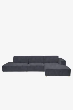 Earl velvet 4-zits bank chaise longue rechts otto longue links mid grey