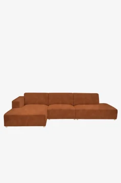 Earl velvet 4-zits bank chaise longue links otto longue rechts roest