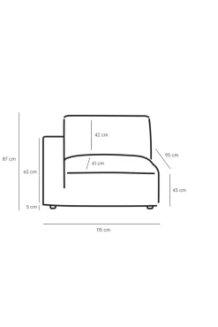 Earl 1.5-zits bank arm links light grey