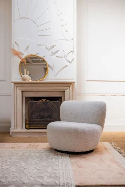 Ecru boucle draaifauteuil Anne