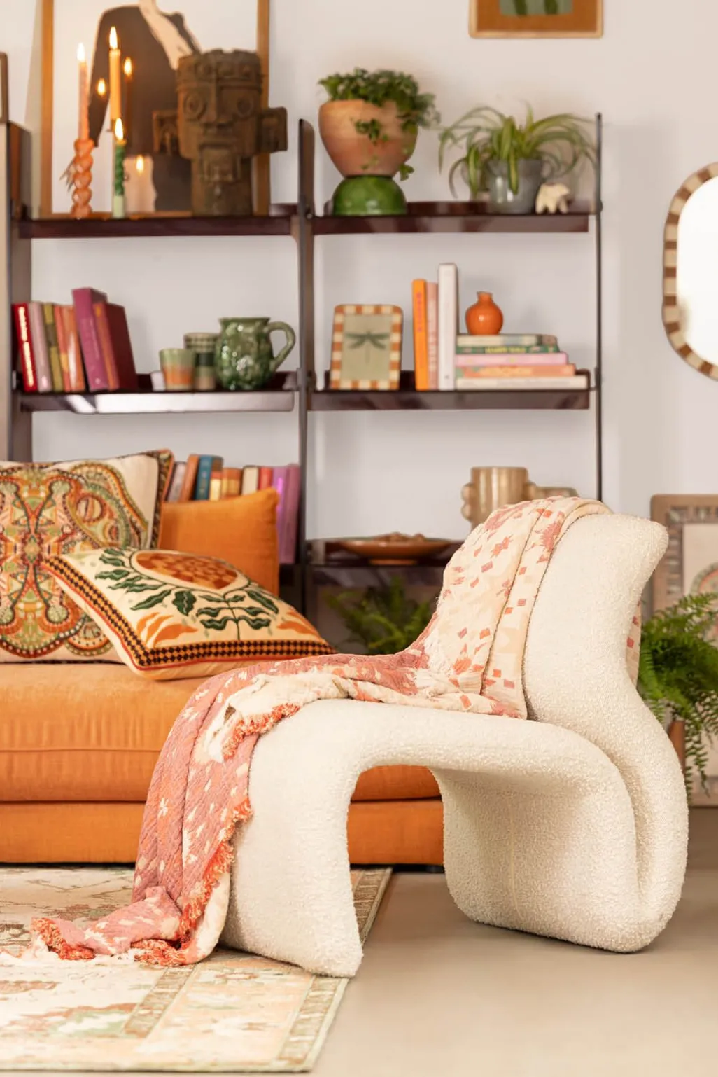 Ecru boucle lounge chair