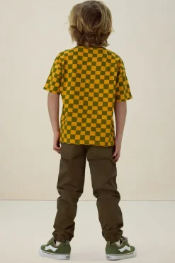 Geel geblokt t-shirt
