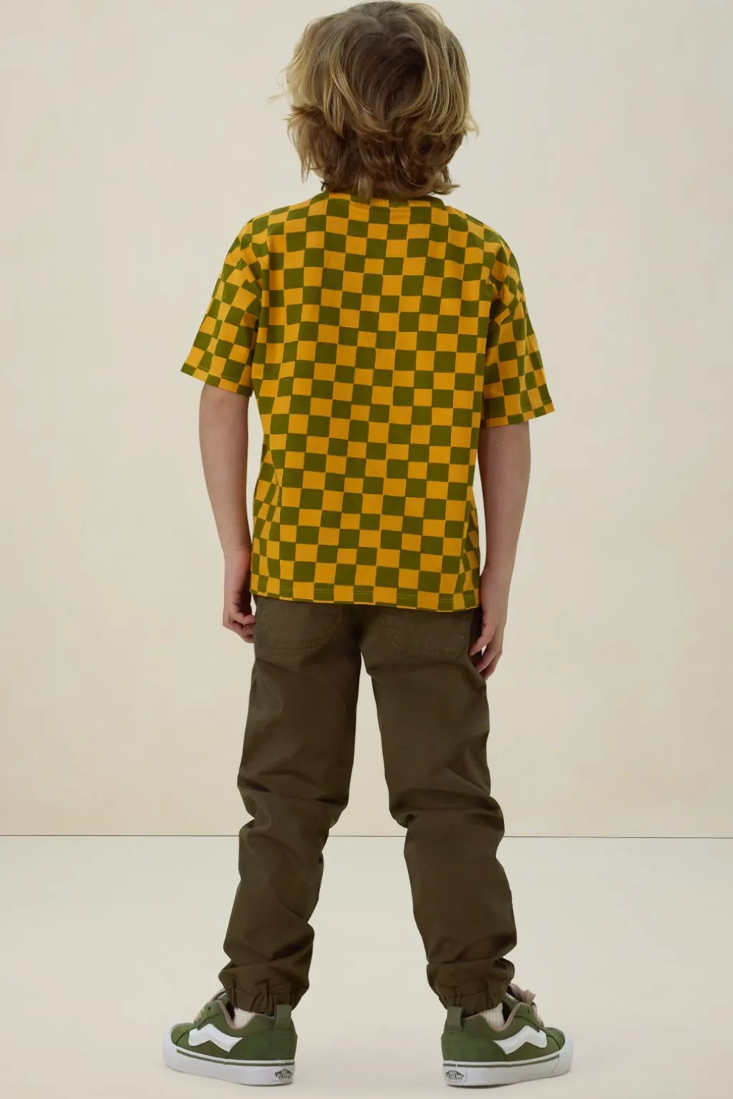 Geel geblokt t-shirt