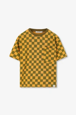 Geel geblokt t-shirt