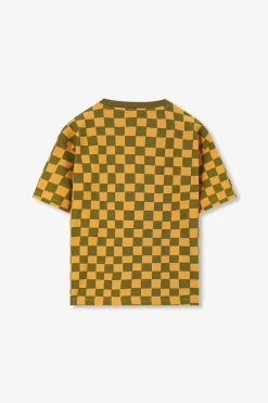 Geel geblokt t-shirt
