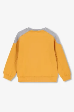Gele colourblock sweater met artwork