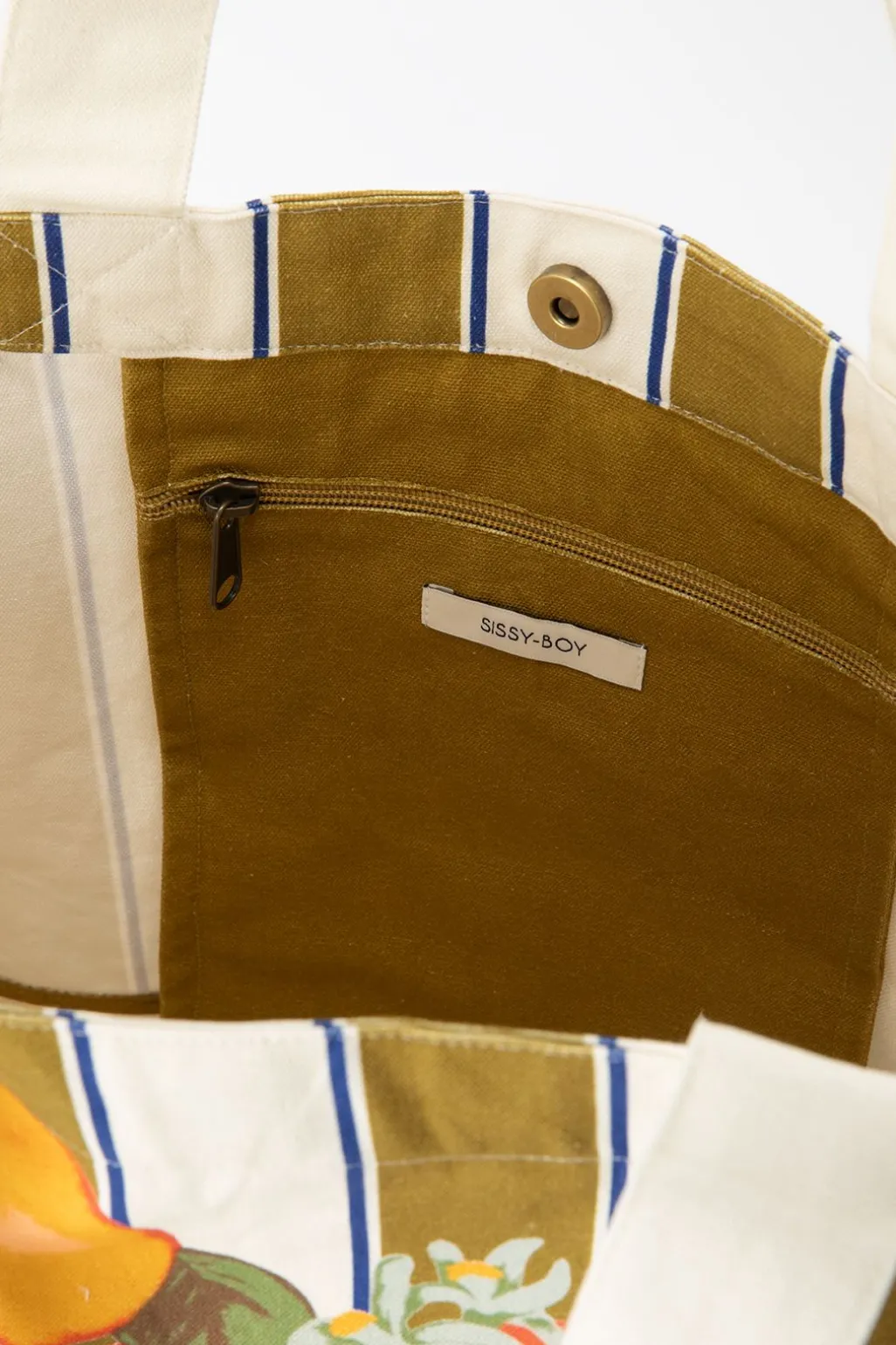 Gestreepte shopper met print