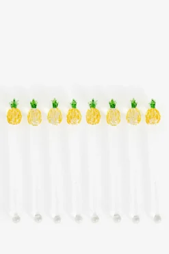 Glazen cocktail roerstaafje met ananas