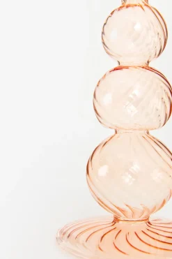 Glazen kandelaar bubble lichtroze