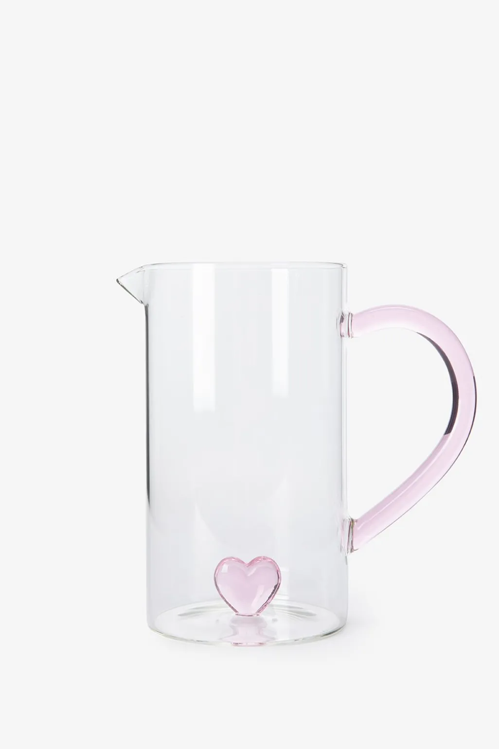 Glazen karaf met roze hartje aan de binnenkant
