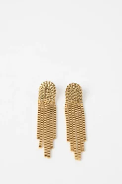 Gold plated lange schakel oorbellen