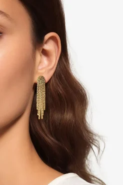 Gold plated lange schakel oorbellen