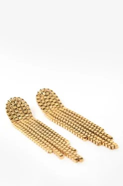 Gold plated lange schakel oorbellen