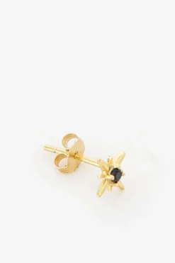 Gold plated moon and star studs met zwarte steentjes