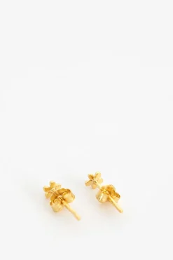 Gold plated oorbellen met bloemetje