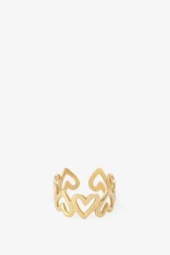 Gold plated ring met hartjes
