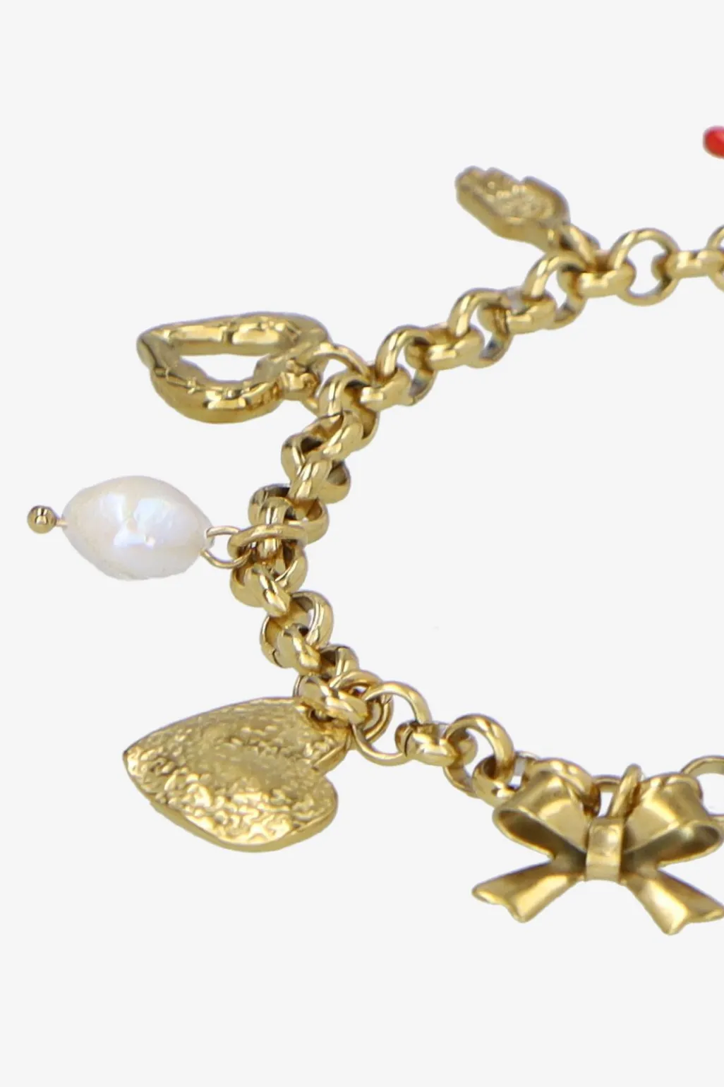 Gold plated schakelarmband met bedels