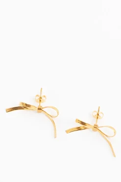 Gold plated stud oorbellen met strikjes