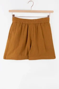 Goudbruine mousseline shorts