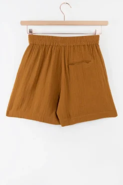 Goudbruine mousseline shorts