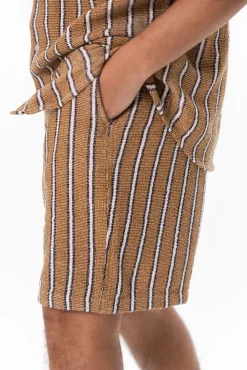 Goudbruine shorts met strepen