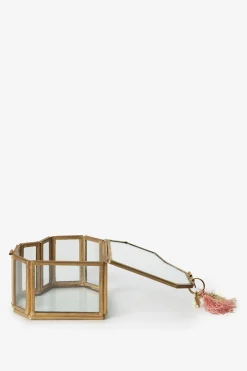 Gouden glazen box hart klein