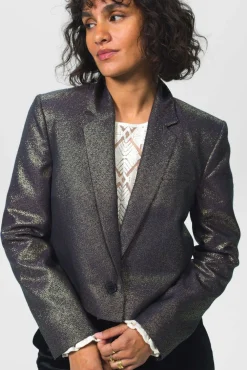 Gouden metallic cropped blazer