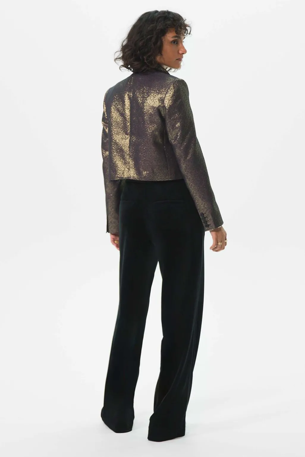 Gouden metallic cropped blazer