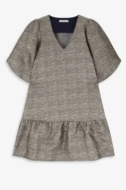 Gouden metallic jurk met ruffles