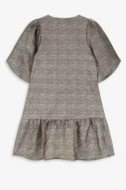 Gouden metallic jurk met ruffles