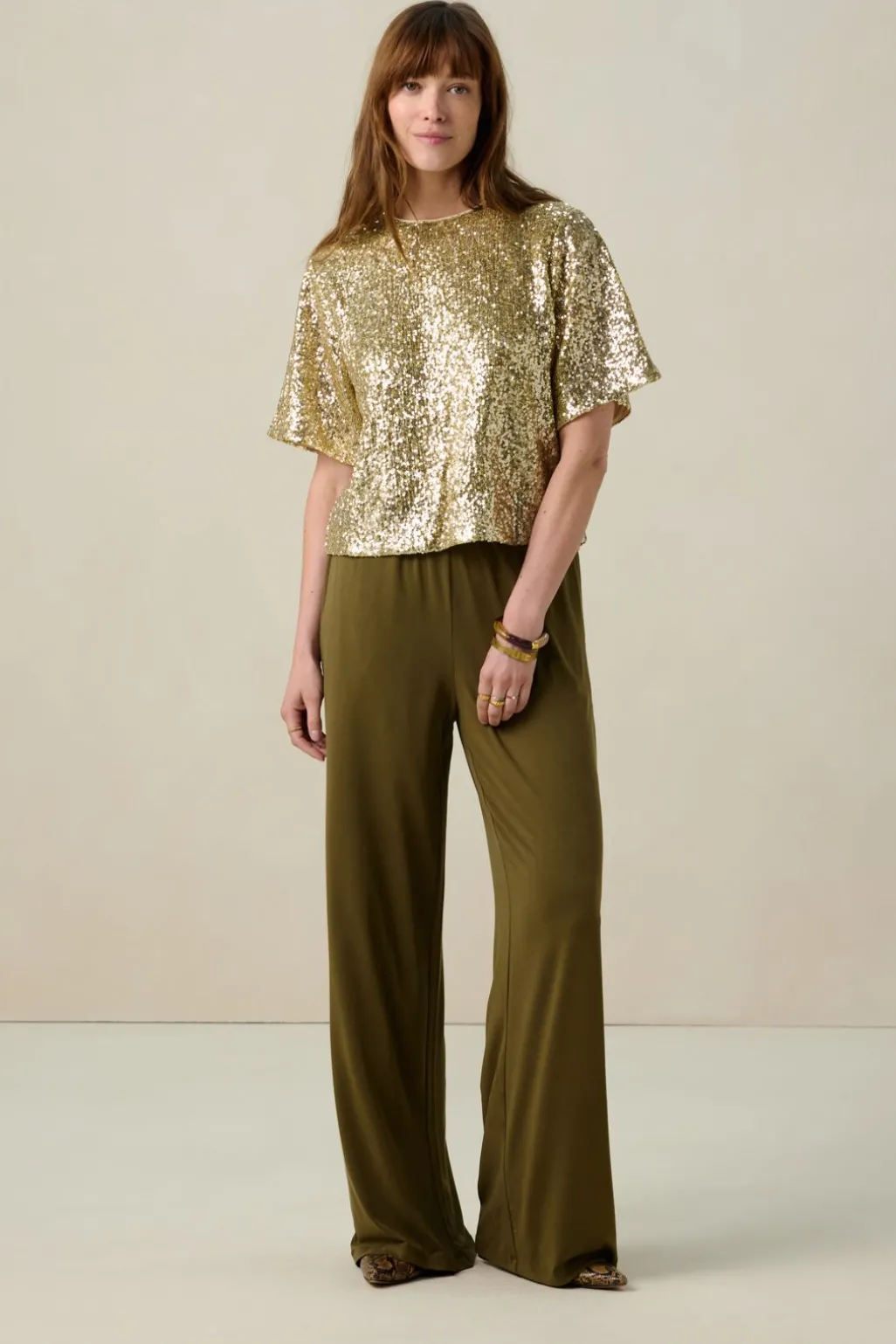 Gouden top met pailletten