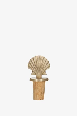 Goudkleurige flesstopper met schelp