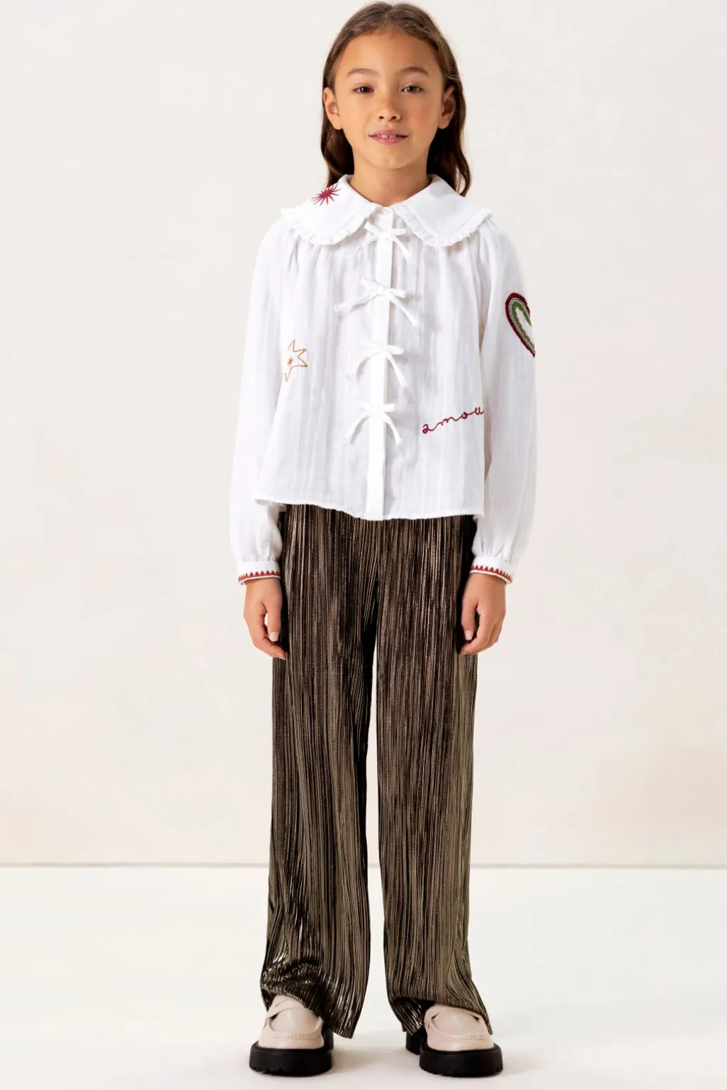 Goudkleurige plissé broek