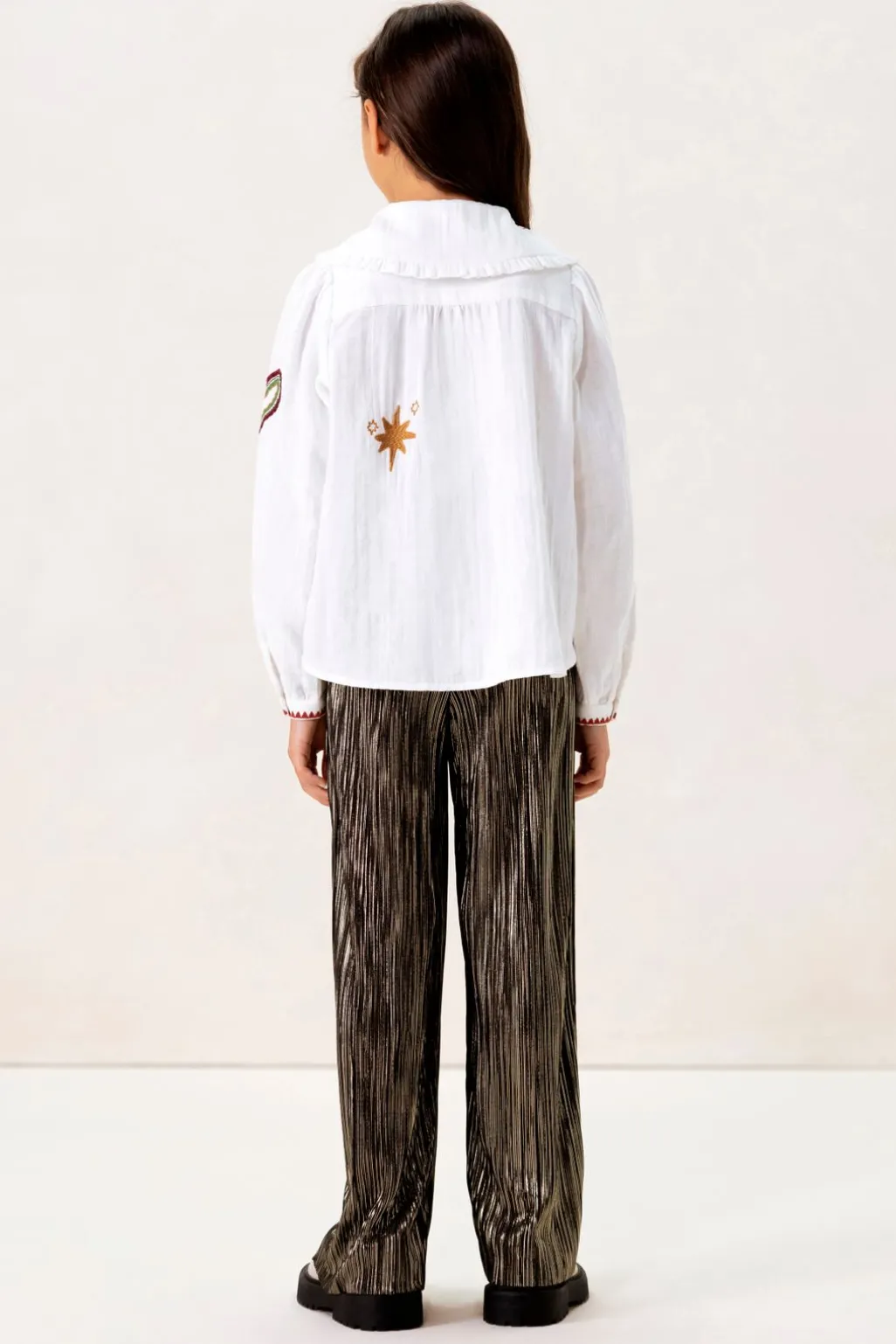 Goudkleurige plissé broek