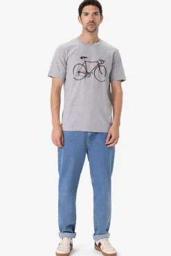 Grijs melange T-shirt met fiets