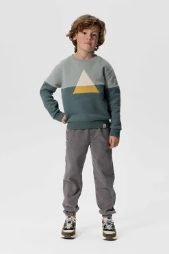 Grijze denim pull on broek met aantrekkoorden