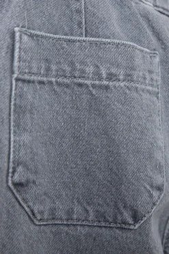 Grijze denim pull on broek met aantrekkoorden