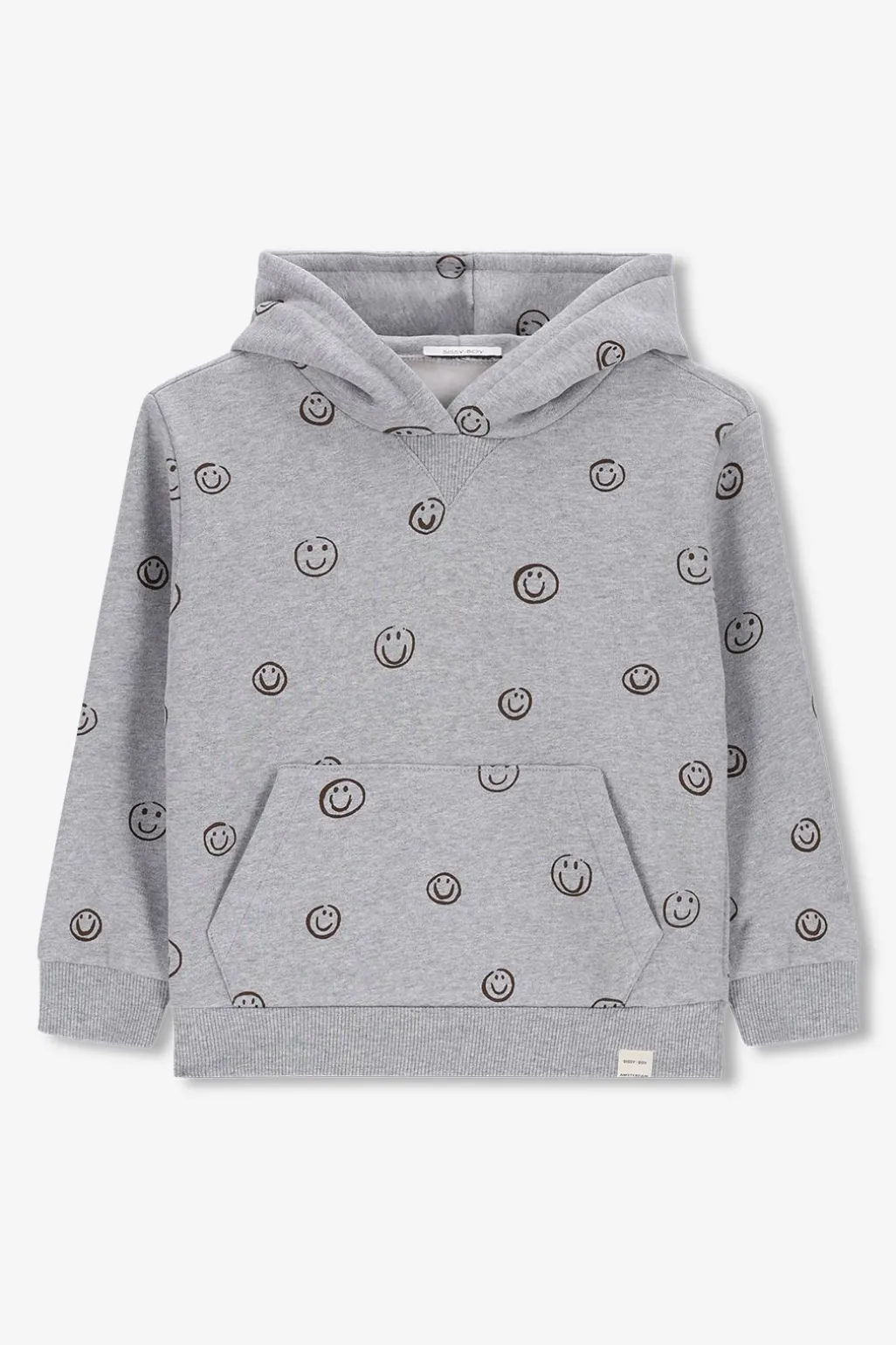 Grijze hoodie met smiley print