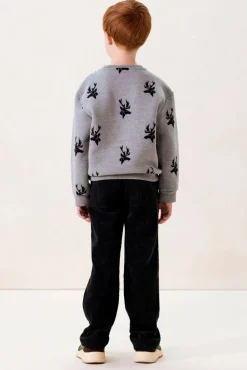 Grijze sweater met all-over rendierprint