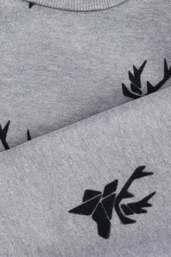Grijze sweater met all-over rendierprint