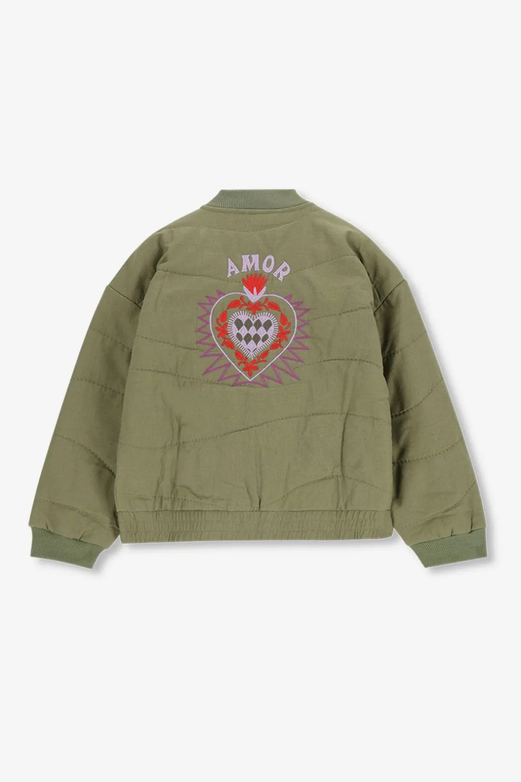 Groen bomberjack met artwork