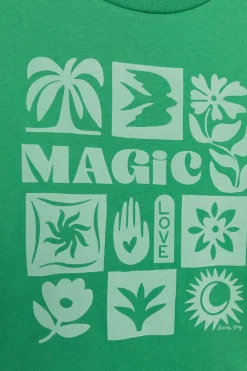 Groen cropped T-shirt met artwork