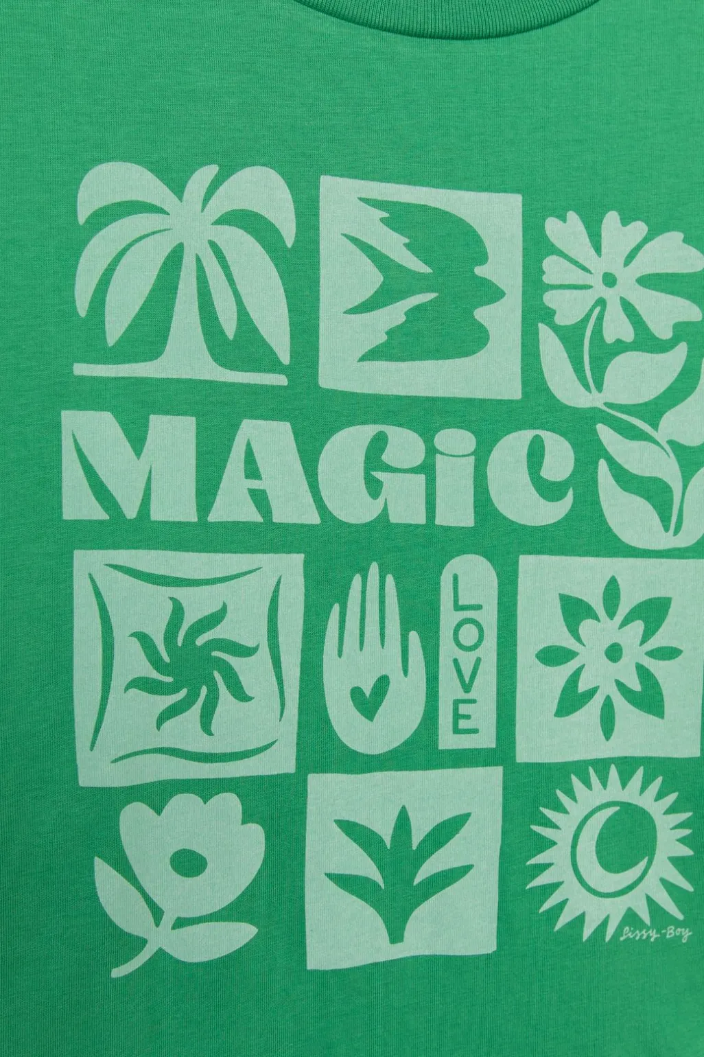 Groen cropped T-shirt met artwork