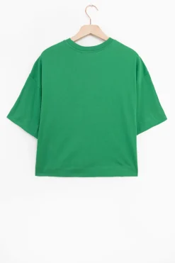 Groen cropped T-shirt met artwork