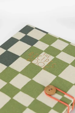 Groen geblokt linnen receptenboek