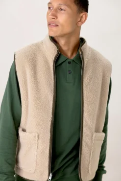 Groen geblokte reversible teddy bodywarmer