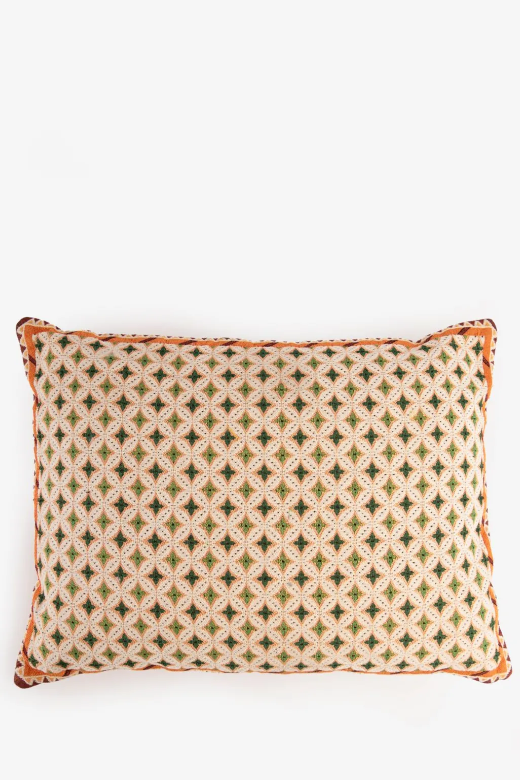 Groen geruit jacquard kussen