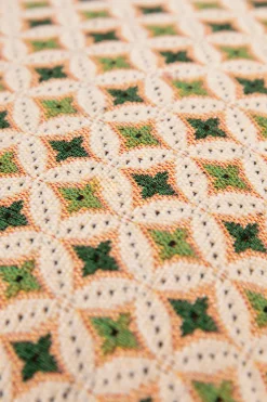 Groen geruit jacquard kussen