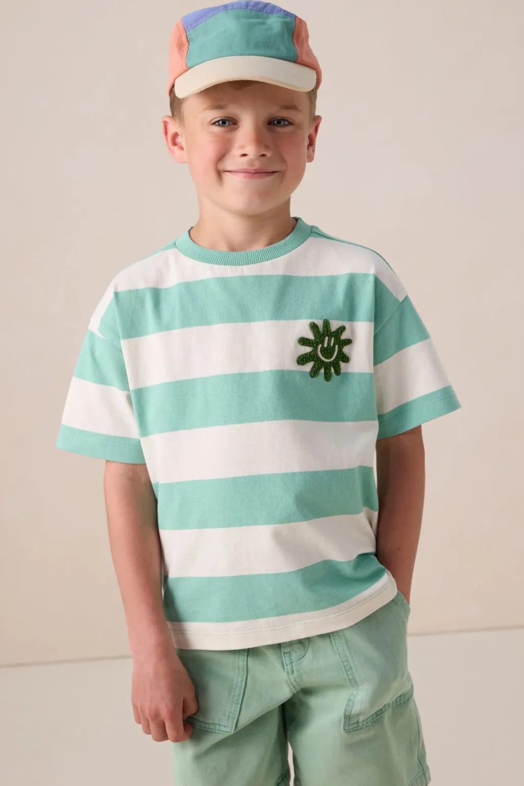 Groen gestreept oversized T-shirt